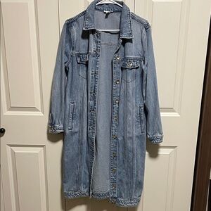 Tribal Denim Duster Jacket in Light Blue